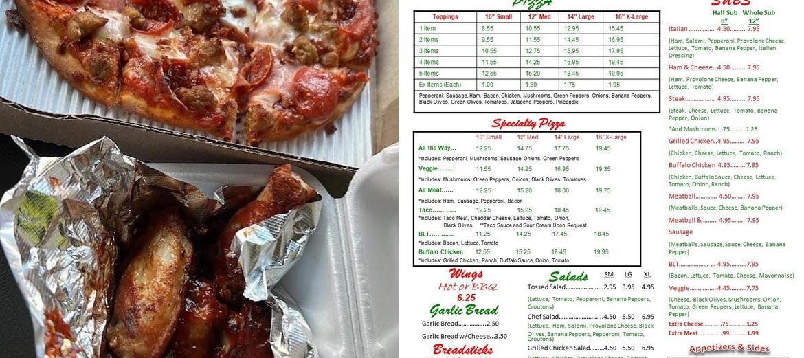 Main Street Pizza Menu