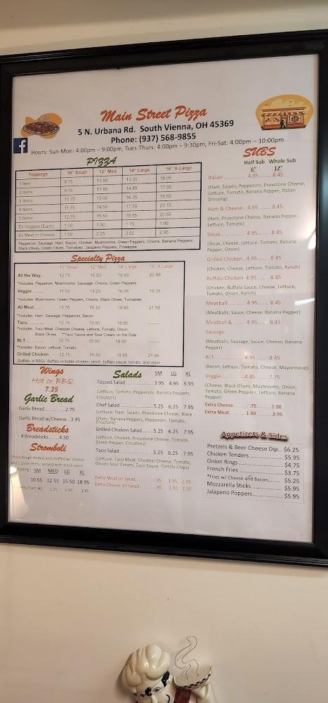 Main Street Pizza Menu image 1
