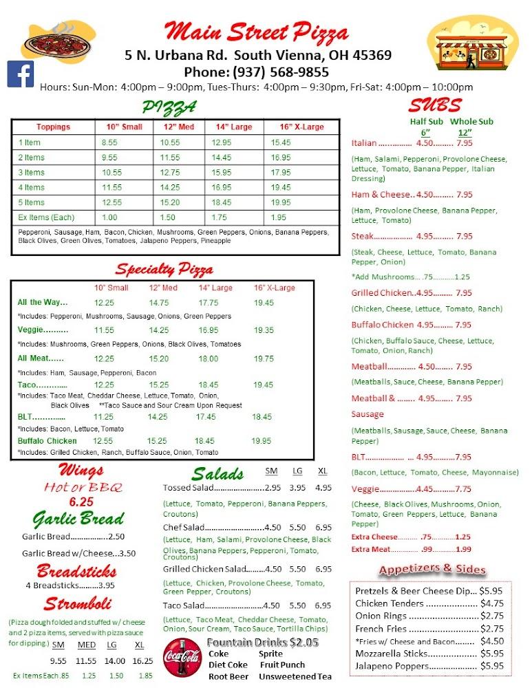 Main Street Pizza Menu image 3